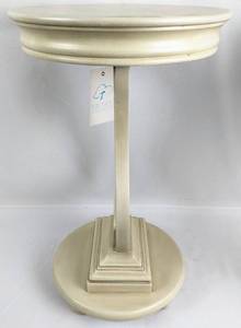lot 129 image: 3 Tainoki Round Wood Accent Tables