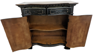 lot 89 image: Hooker Furniture Wood Ornate Curved-Front, Two-Door Accent Cabinet with Drawers