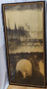 lot 107 image: Arhaus Gold Leaf Cityscape Framed Trio, Each 21 In Wide x 46 In Tall