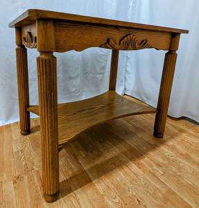 lot 131 image: Vintage Wood Desk with Drawer