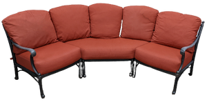 lot 13 image: Three-Piece Curved Aluminum Sectional with Sunbrella Cushions - Linkable Combinations