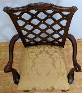 lot 150 image: Beautiful Upholstered Wood Arm Chair