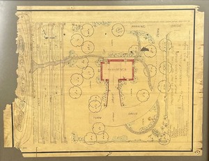 lot 147 image: Framed Antique Landscape Plan (1929) by C.C. Shipley for Braun Residence, Fairmont, MN