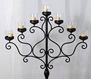 lot 156 image: Tall Vintage Wrought Iron Floor Candelabra- 5 Feet Tall