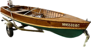lot 2 image: 1954 Larson Restored 14 Cedar Strip Boat with Tru-Trac Tilting Trailer