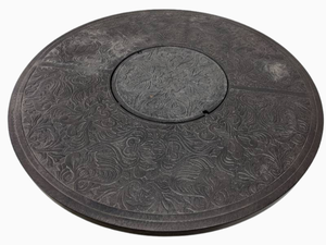 lot 15 image: Large 4 Foot Round Metal Patio Fire Table- w Propane Tank