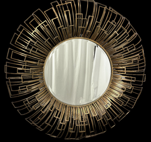 lot 27 image: Arhaus Sorcha Round Metal w Gold Finish Mirror