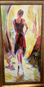 lot 66 image: Checking My Form Framed Remastered Hand Painted Oil Painting with Certificate of Authenticity