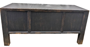 lot 81 image: Pottery Barn DAWSON Wood Desk with Weathered Black Finish - Wood, File Drawers