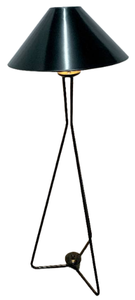 lot 86 image: Rare 1950s Vintage Black Iron Tripod Floor Lamp