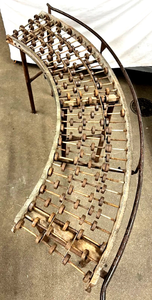 lot 91 image: Vintage Modified Industrial Conveyer Belt Bar Table