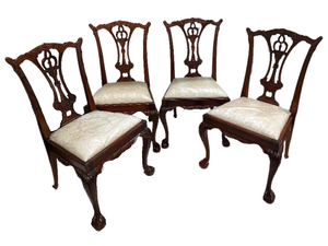 lot 103 image: 4 Maitland-Smith Philadelphia Mahogany Upholstered Side Dining Chairs