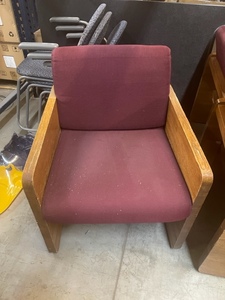 lot 97 image: Burgundy Wood Armed Office Chair