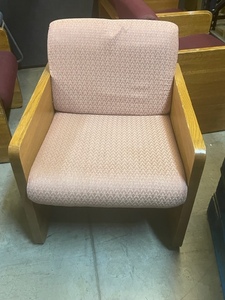 lot 99 image: Pink Wood Armed Office Chair