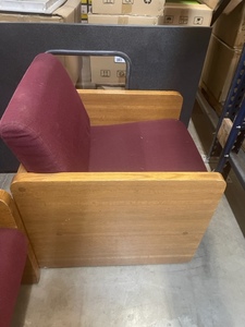 lot 101 image: Burgundy Wood Armed Office Chair