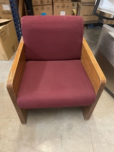 lot 106 image: Burgundy Wood Armed Office Chair