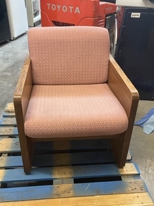 lot 107 image: Pink Wood Armed Office Chair