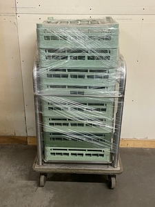 lot 7 image: Stainless Spring-Loaded Rolling Cart with Glass Storage and some Glasses