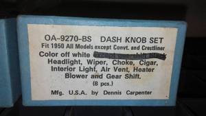 1950 Dash Knob Set - New In Box, Ford.