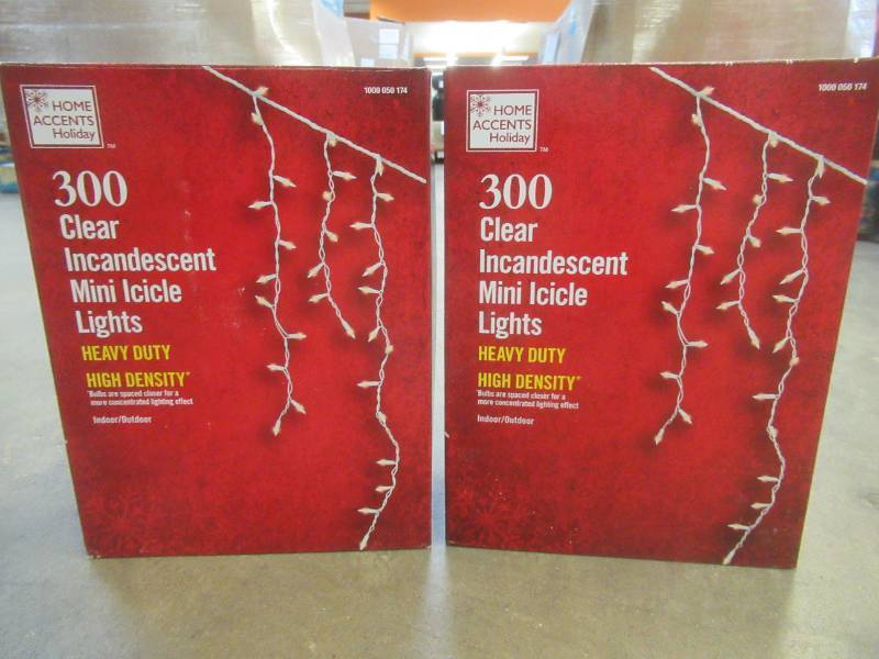 lot 847 image: (2 Packs) Home Accents 300-Light Heavy Duty Clear Icicle Light Sets, 1000050174 - SOLD AS IS