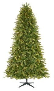 lot 703 image: Home Accents 7.5 ft Manchester White Spruce LED Pre-Lit Artificial Christmas Tree with 500 SureBright Color Changing Mini Lights, 1005356644 - SOLD AS IS