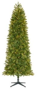 lot 704 image: Home Accents 7.5 ft Manchester Slim White Spruce LED Pre-Lit Artificial Christmas Tree with 350 SureBright Color Changing Mini Lights, 1005356551 - SOLD AS IS