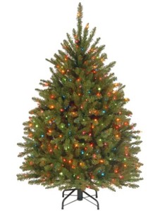 lot 706 image: National Tree Co. 4.5 ft. Dunhill Fir Artificial Christmas Tree with Multicolor Lights, DUH-45LO - SOLD AS IS
