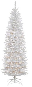 lot 734 image: National Tree Co. 7 ft. Kingswood White Fir Hinged Pencil Artificial Christmas Tree with 300 Clear Lights, KWW7-300-70 - SOLD AS IS