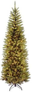 lot 735 image: National Tree Co. 6.5 ft. Kingswood Fir Pencil Artificial Christmas Tree with Clear Lights, KW7-300-65 - SOLD AS IS
