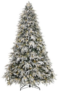 lot 744 image: Home Accents 7.5 ft. Pre-Lit LED Flocked Mixed Pine Artificial Christmas Tree with 500 Warm White Lights, 1002436143 - SOLD AS IS