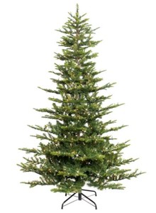 lot 748 image: Puleo  International 6.5 ft. Pre-Lit Incandescent Aspen Green Fir Artificial Christmas Tree with 500 UL Clear Lights, APG-65C5 - SOLD AS IS