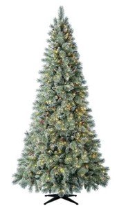 lot 756 image: Home Accents 9 ft Sparkling Amelia Pine LED Pre-Lit Artificial Christmas Tree with 600 Warm White Micro Fairy Lights, 1005271540 - SOLD AS IS