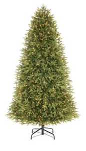 lot 765 image: Home Accents 7.5 ft Jackson Noble Fir LED Pre-Lit Artificial Christmas Tree with 1200 Color Changing Micro Dot Lights, 1005356632 - SOLD AS IS