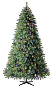 lot 816 image: Home Accents 7.5 ft Wesley Long Needle Pine LED Pre-Lit Artificial Christmas Tree with 550 Color Changing Mini Lights, 1005273009 - SOLD AS IS