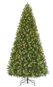 lot 817 image: Home Accents 7.5 ft Fenwick Pine LED Pre-Lit Artificial Christmas Tree with 750 Color Changing Micro Dot Lights, 1006215503 - SOLD AS IS