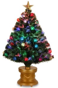 lot 818 image: National Tree Co. 36 in. Fiber Optic Fireworks Artificial Christmas Tree with Ball Ornaments, SZOX7-100L-36-1 - SOLD AS IS