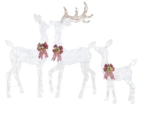 lot 821 image: Home Accents 60 in. White Tinsel LED Deer Family (Set of 3) ( 60 in. Plus 54 in. Plus 37 in.), 1006262807 - SOLD AS IS