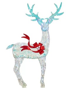 lot 822 image: Home Accents Holiday 6 ft 90-Light White Sparkle Iridescent Reindeer Buck, 1006215543 - SOLD AS IS