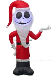 lot 827 image: Disney 4 ft Pre-Lit LED Airblown Disney Jack Skellington as Santa Christmas Inflatable, 1006215527 - SOLD AS IS