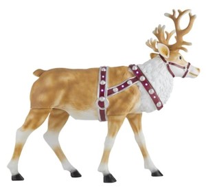 lot 737 image: Home Accents 4.5 ft. Blow Mold Reindeer with LED Lights Yard Sculpture, 1006215509 - SOLD AS IS