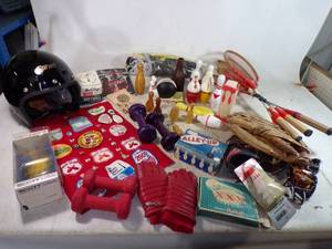 lot 95 image: Awesome Large Lot of Vintage Bowling Patches, Pins, Books and more Along with other Vintage Sports Items Some still in the Packages