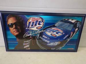 lot 96 image: Vintage Rusty Wallace Framed Beer Mirror