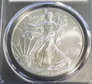 2020-P AMERICAN SILVER EAGLE PCGS MS69 EMERGENCY ISSUE GREEN LABEL
