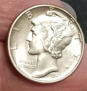 1941-D MERCURY DIME UNC