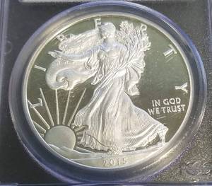 2015-W PROOF AMERICAN SILVER EAGLE PR70DCAM PCGS MERCANTI SIGNED