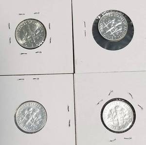 GROUP OF 4 HIGH GRADE ROOSEVELT DIMES 1-UNC 3-PROOFS