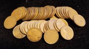 1939 US WHEAT CENT ROLL 50 COINS