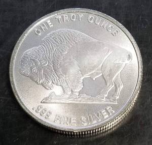 1 TROY OZ .999 FINE SILVER INDIAN BUFFALO ROUND