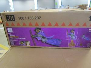 lot 535 image: Home Accents Holiday 12 ft Animated Hovering Witch Halloween Animatronic (OPEN BOX)