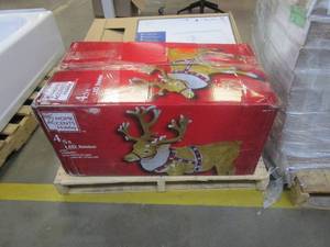 lot 579 image: Home Accents Holiday 4.5 ft LED Reindeer Holiday Yard Decoration (OPEN BOX)